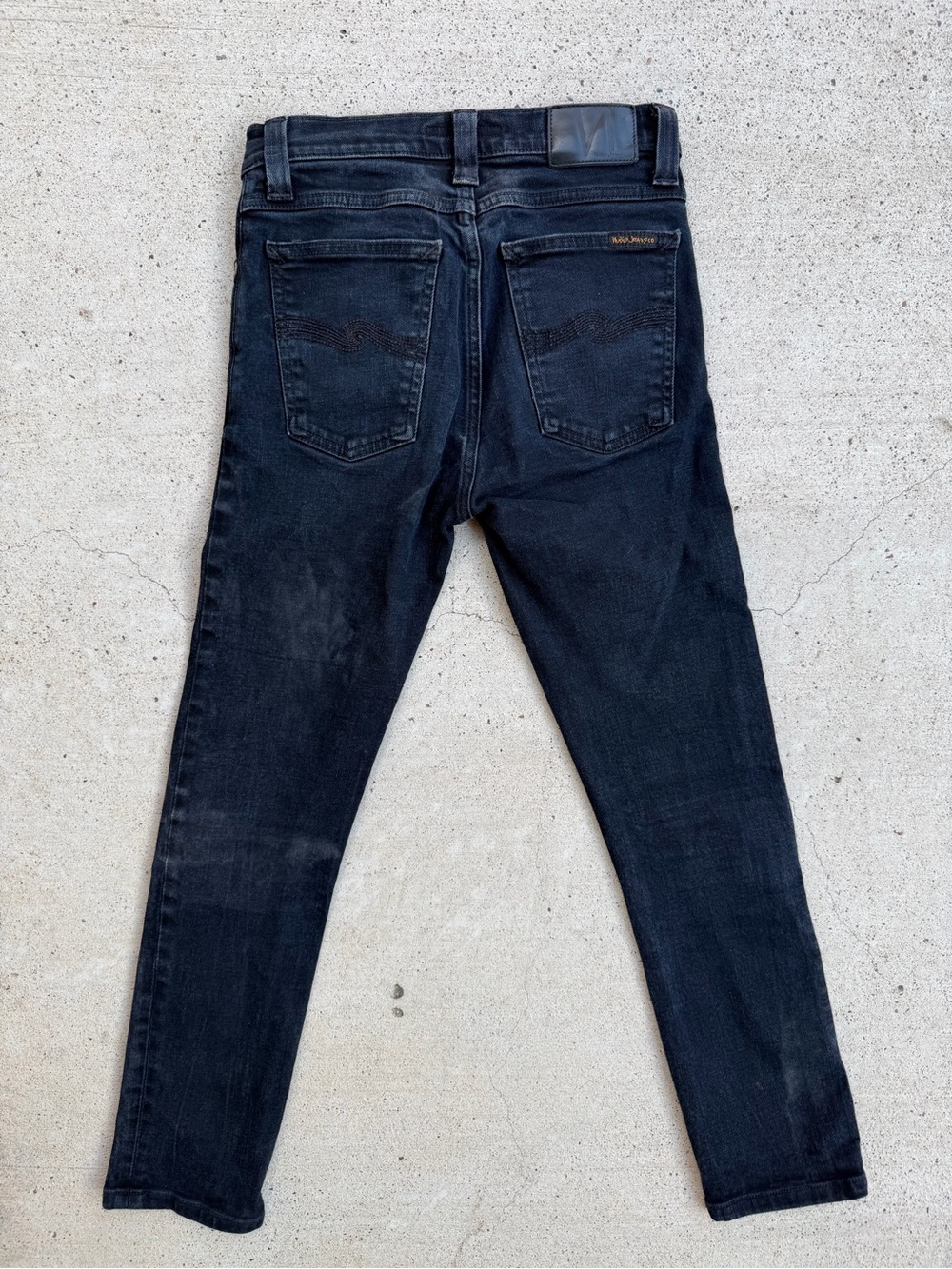 Nudie Jeans High Kai Skinny Black Organic Cotton W26 Hemmed Distressed - Picture 7 of 14